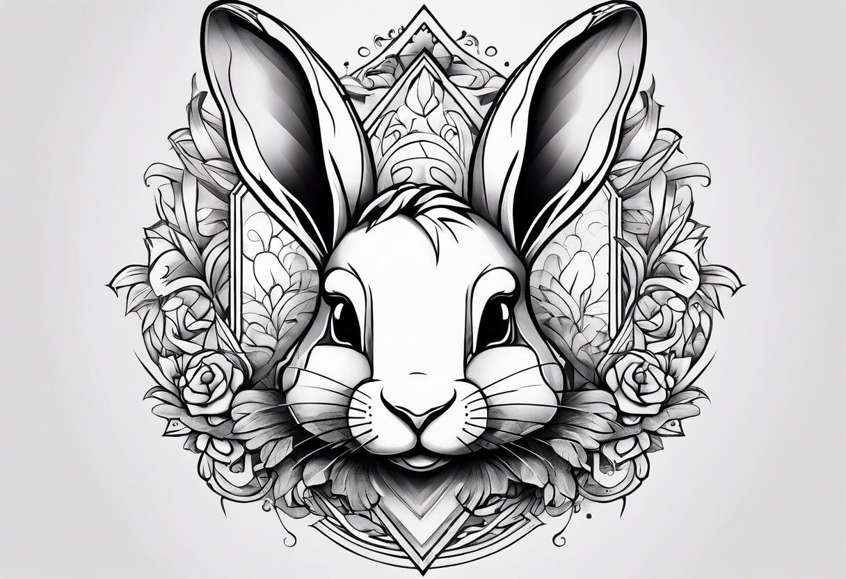 create tattoo sketch in minimalism with rabbit without background tattoo idea