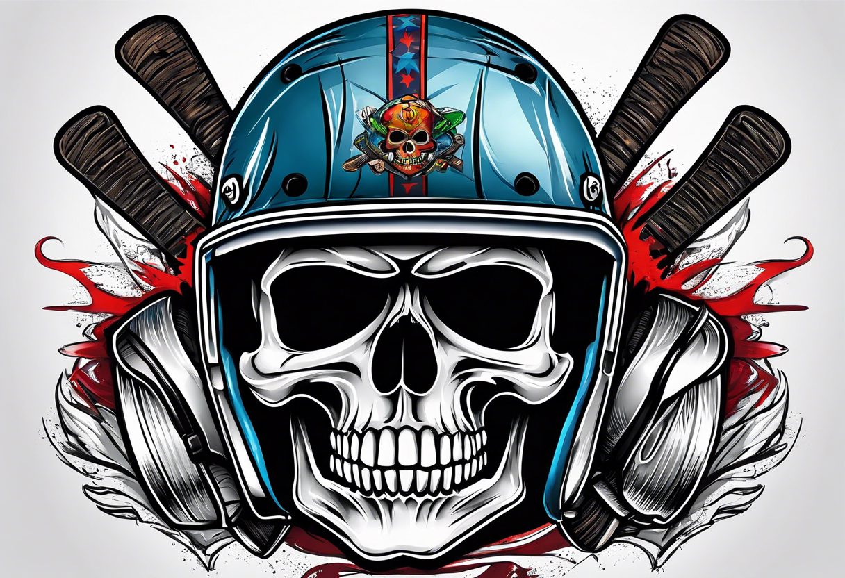 skate or die 
skull with hockey helmet
hockey stick
broken jaw tattoo idea