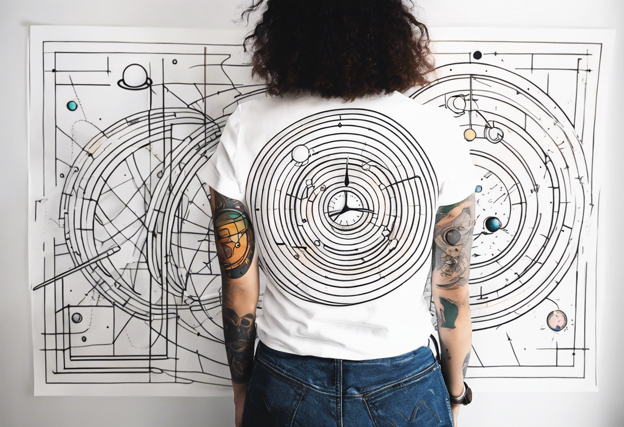 space time surface bend schematic tattoo idea