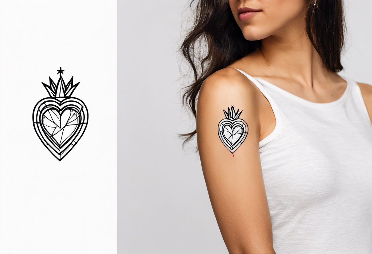Sacred heart Minimalist and small tattoo on female arm. Inspired by sicilian traditional arts and aesthetics. tattoo idea