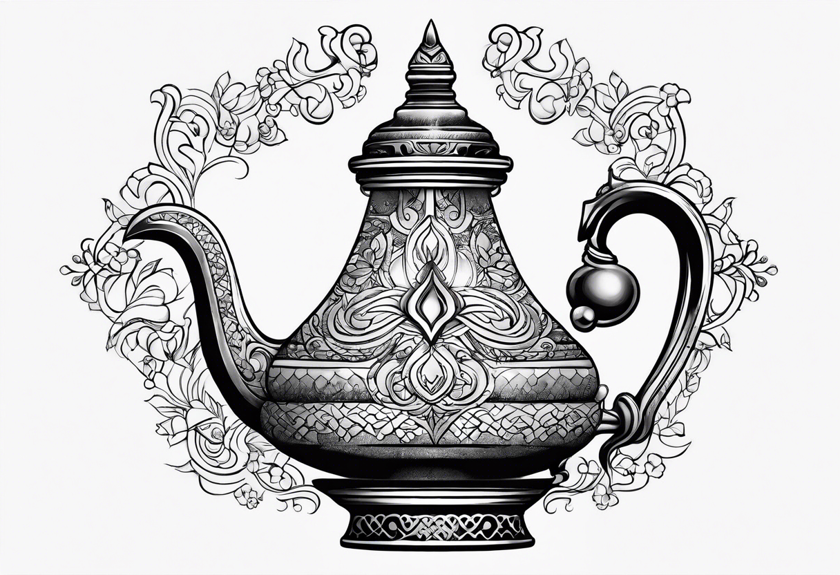 simple magic lamp tattoo idea