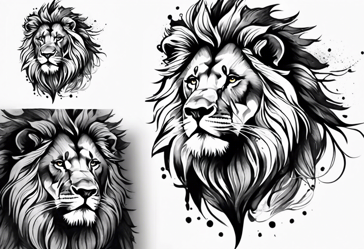 Watercolor lion tattoo idea