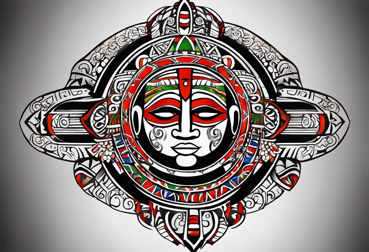 Taino tribal art with the colors of the Puerto Rico, U.S. Virgin Islands, and Trinidad flags. tattoo idea