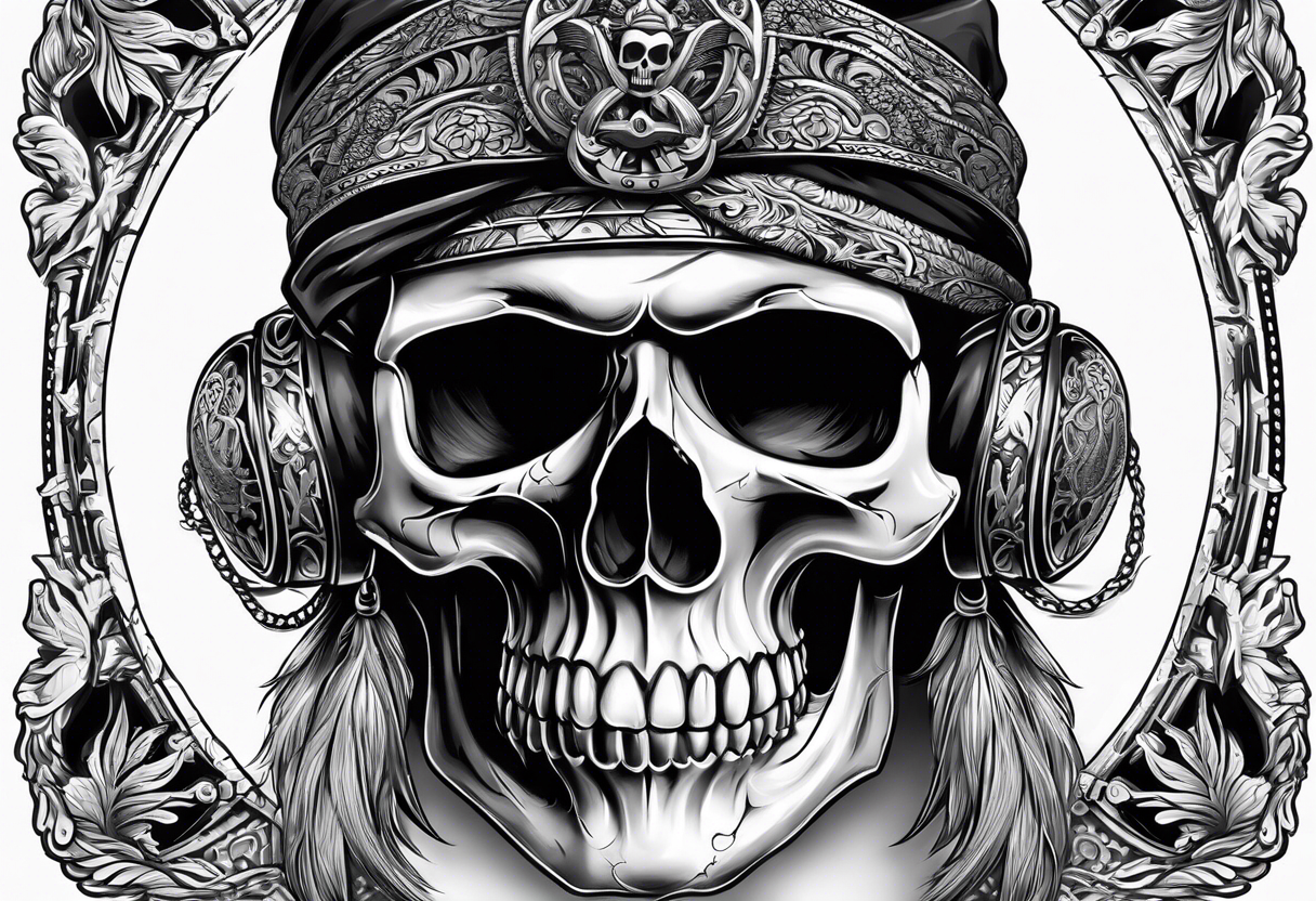 skull outlaw with bandana tattoo idea