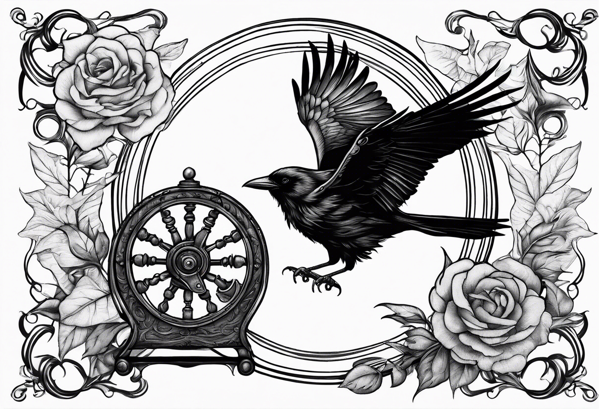 Magnificent with spinning wheel and crow from sleeping beauty tattoo idea