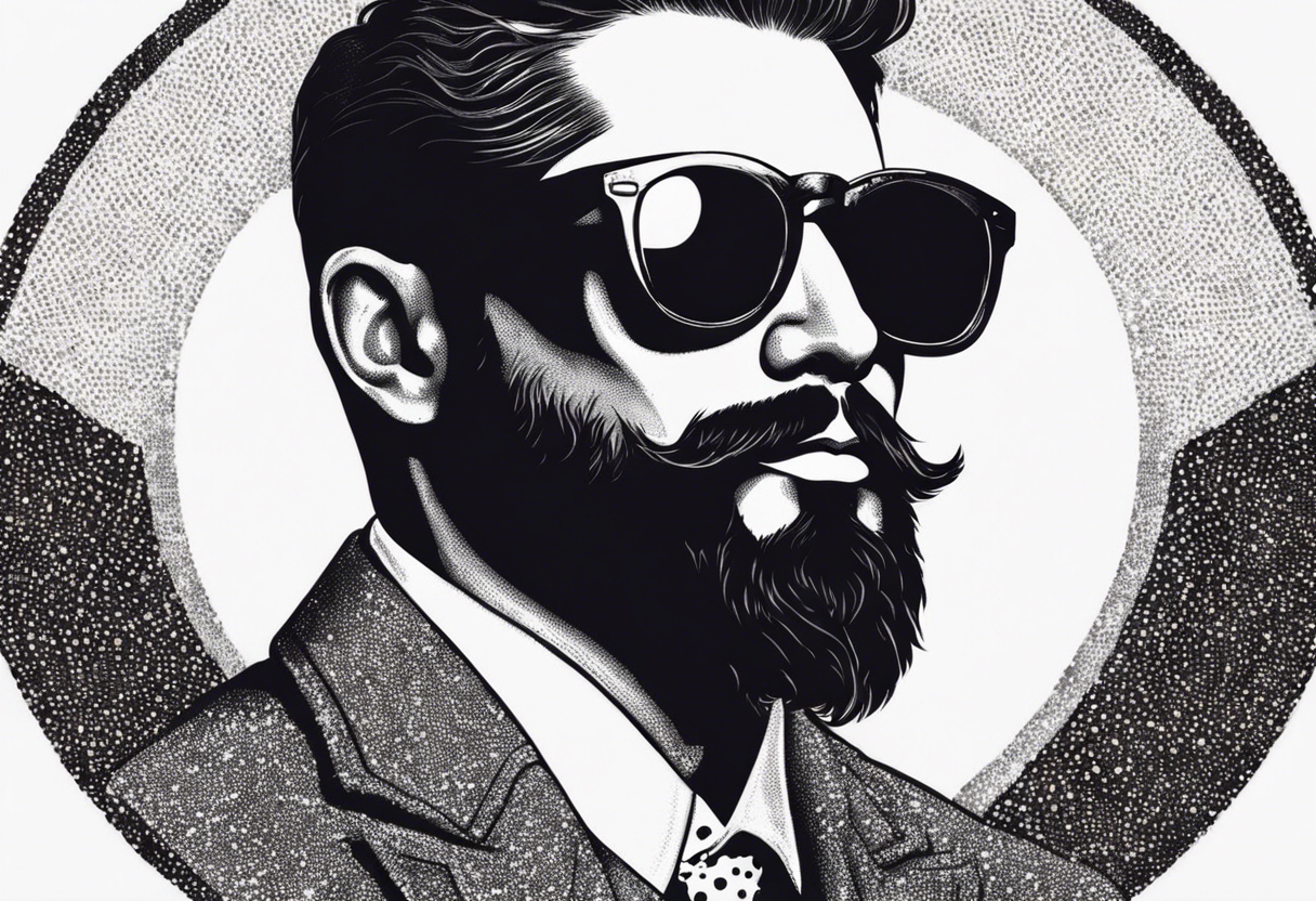 capricorn with beard and sunglasses tattoo idea