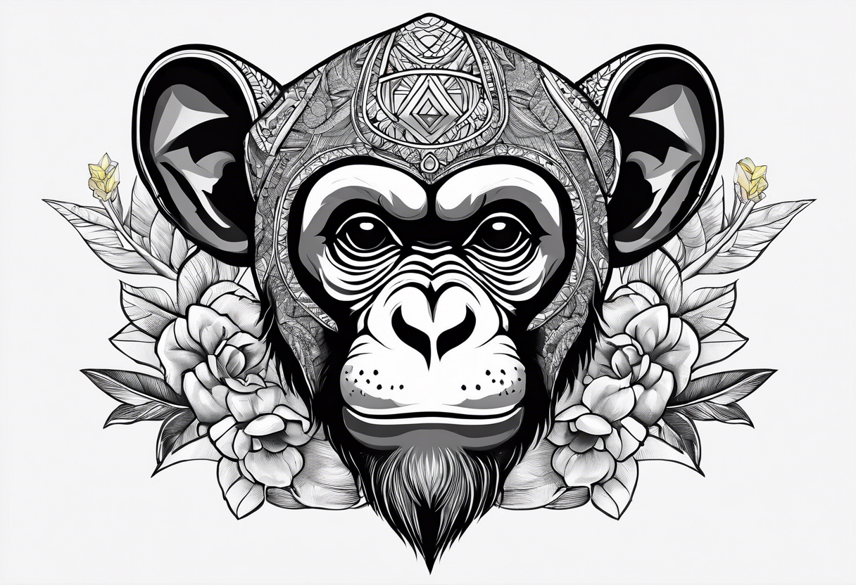 Monkey with a banana skull tattoo idea