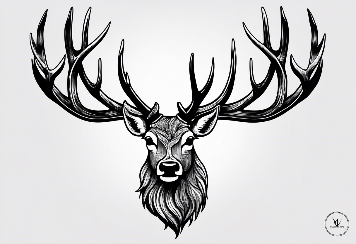 Deer Antler Tattoo With Names, HD Png Download - kindpng