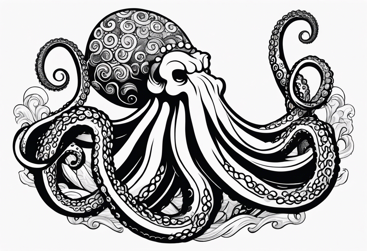 Octopus tentacle long outstretched tattoo idea