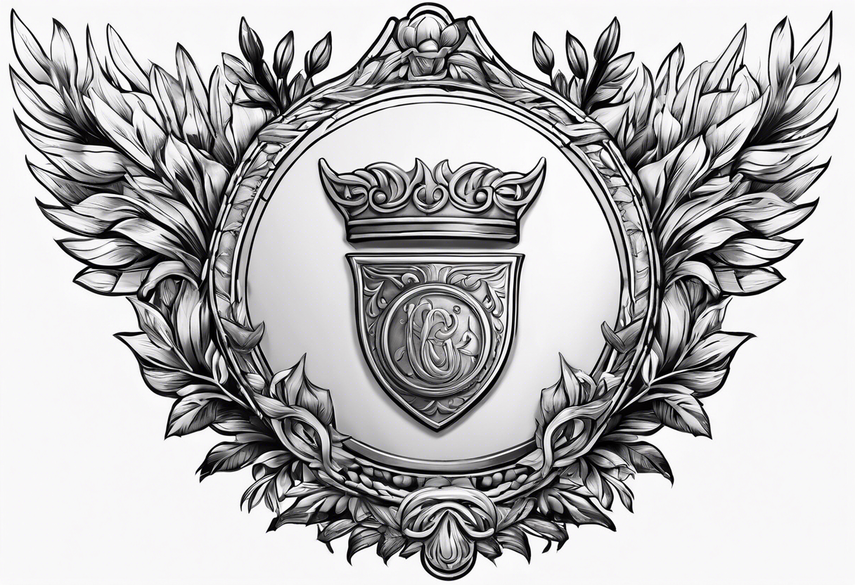 athena shield with a laurel wreath around tattoo idea