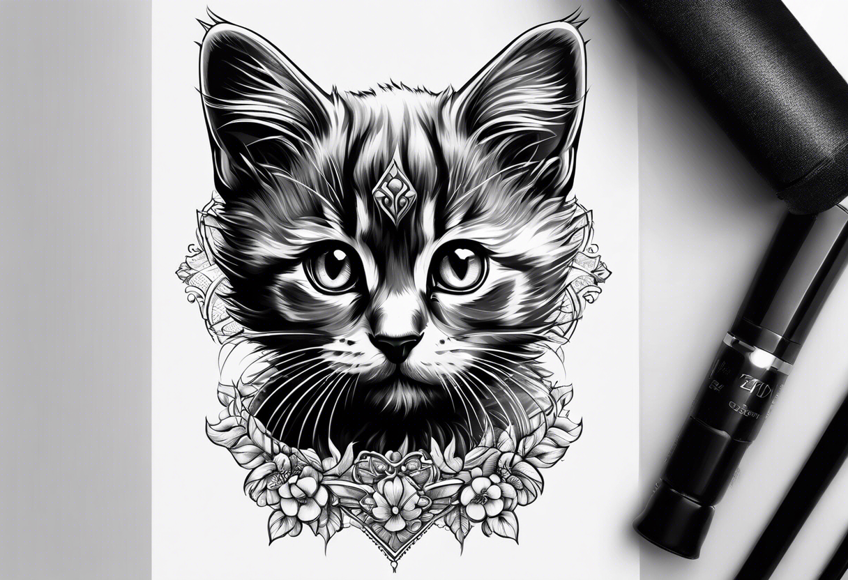 Short hair Kitten tattoo idea