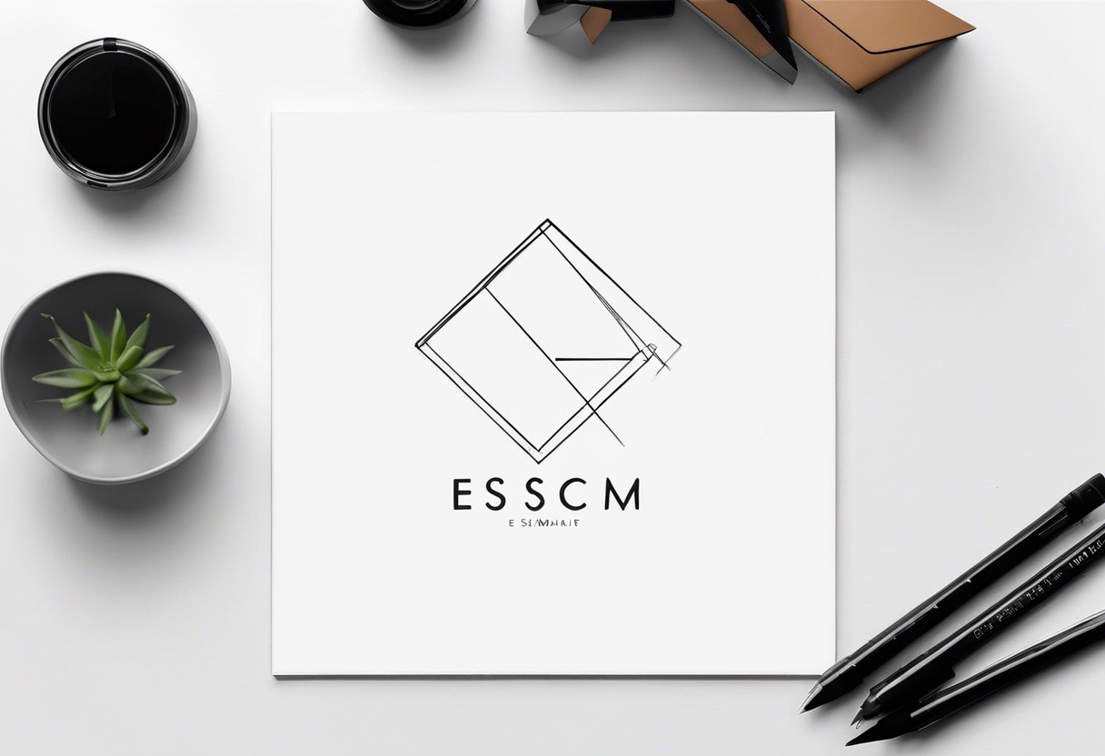 letters “ E S C M” fine line design tattoo idea