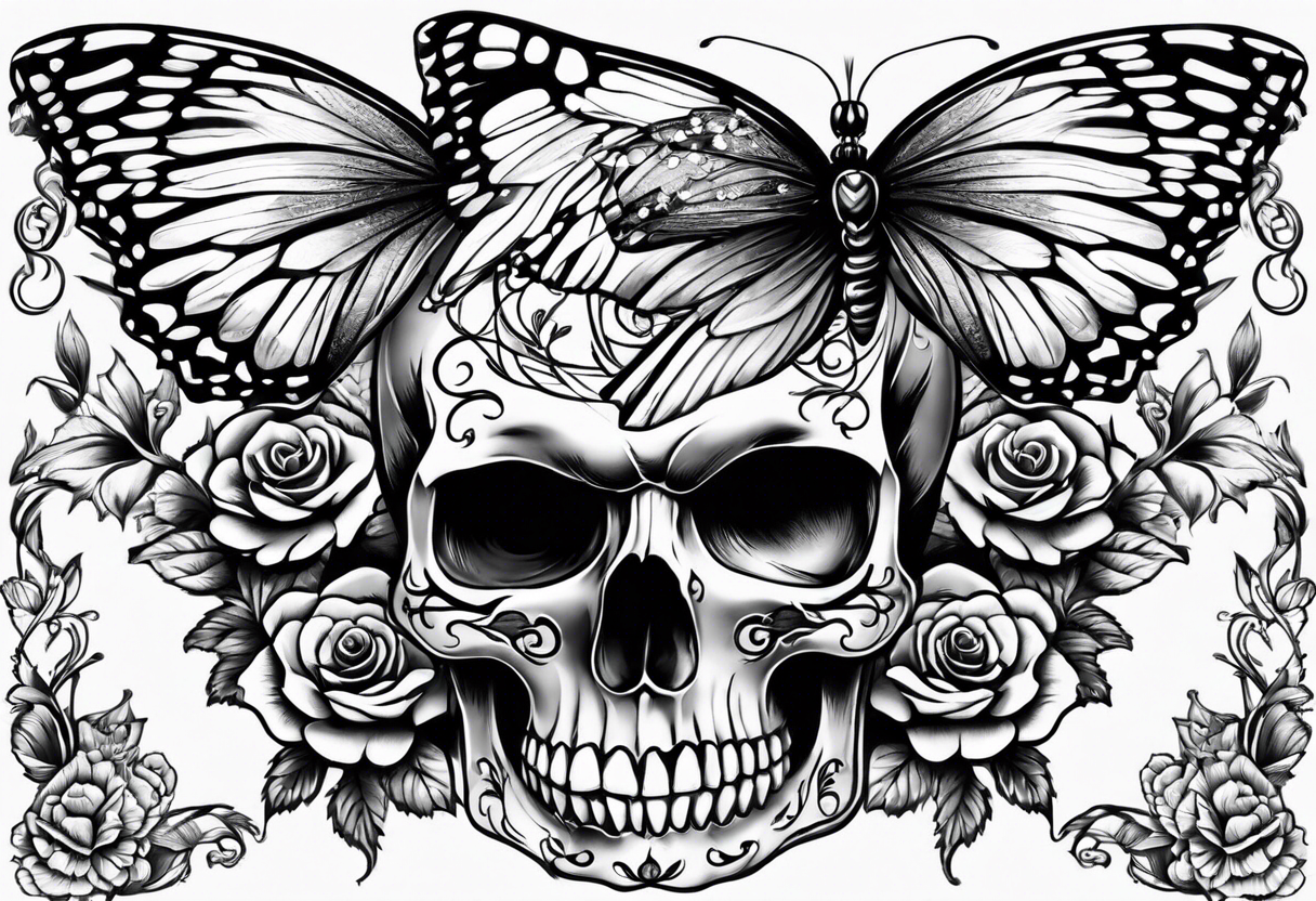 Skull butterfly tattoo idea