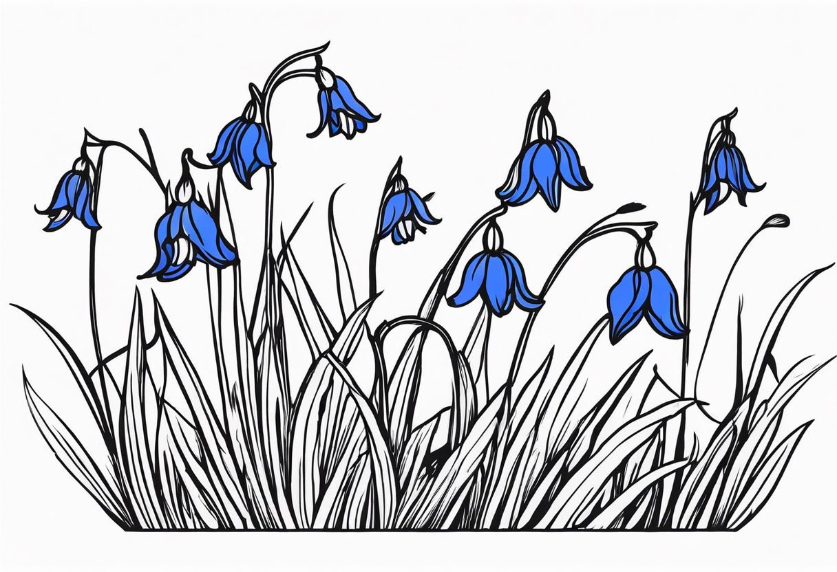 bluebells drooping in traditional style black shading instead of blue tattoo idea