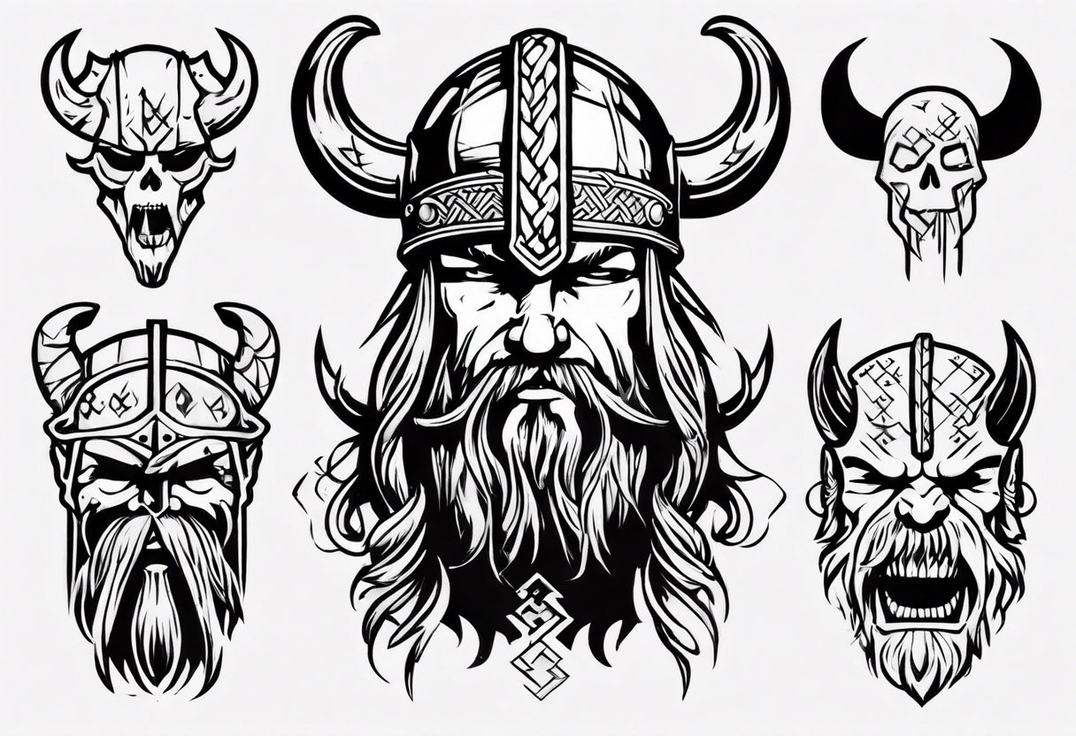 Viking no tattoos headshot tattoo idea