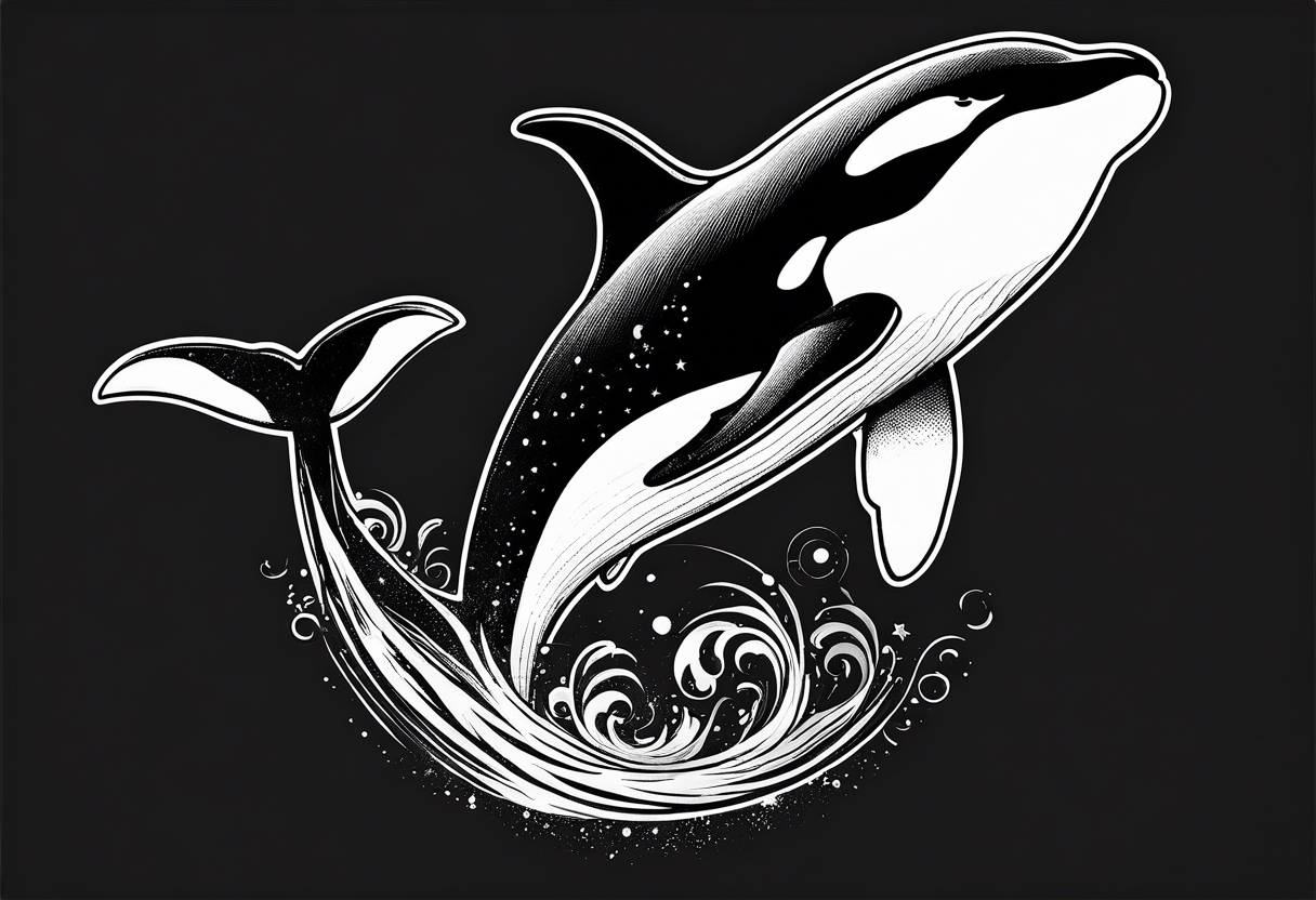 Killer whale outline with no shading but grunge tattoo idea