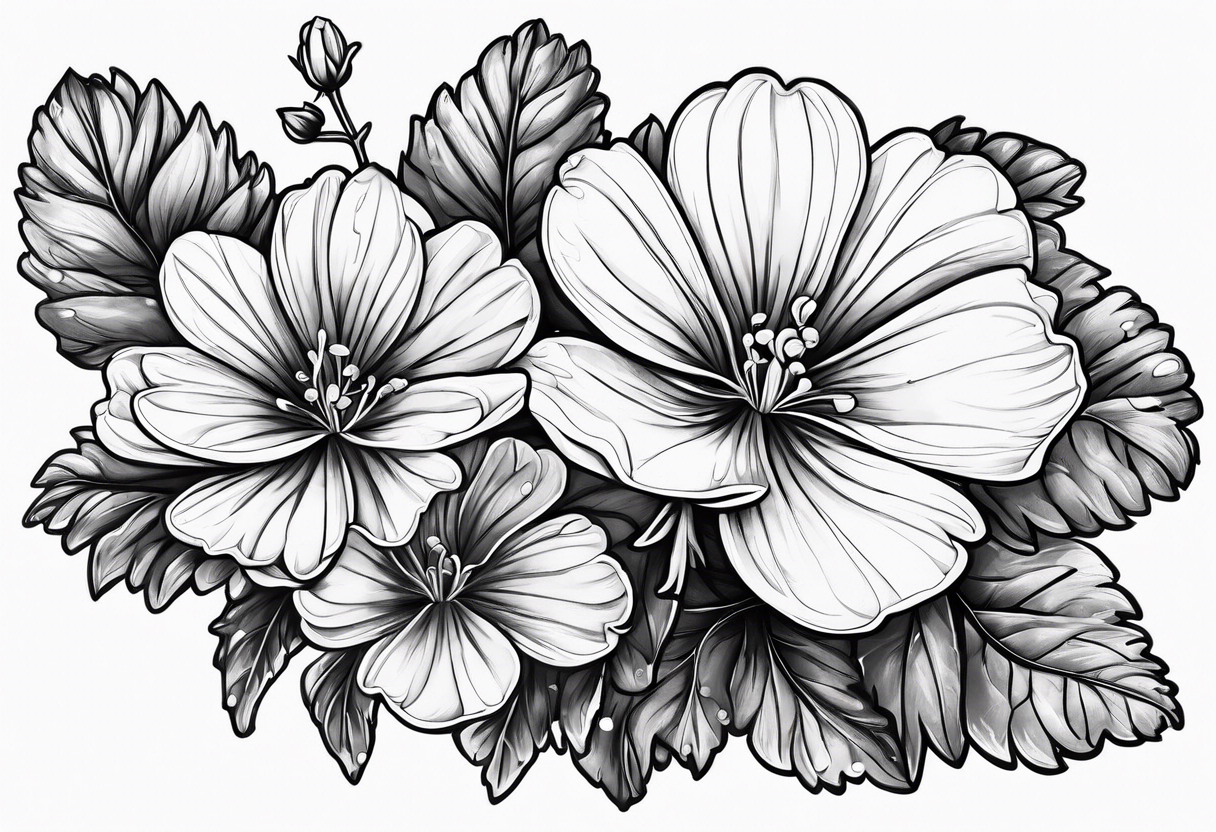 Scarlet geraniums rain tattoo idea