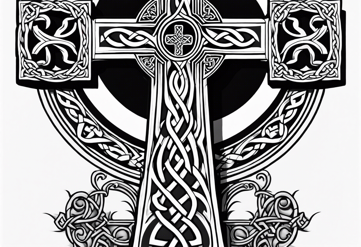 Black and grey celtic cross by Audi: TattooNOW