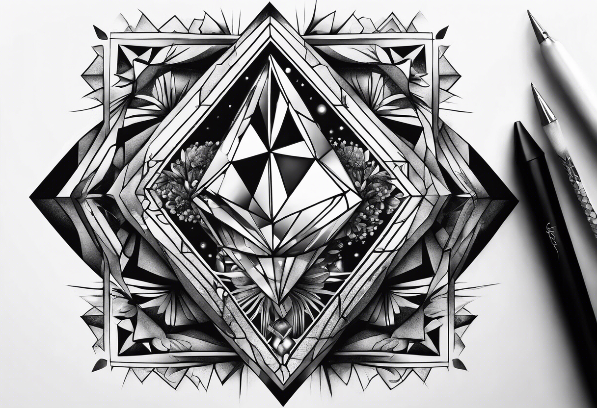 Alternate dimension inside of a diamond shape tattoo idea