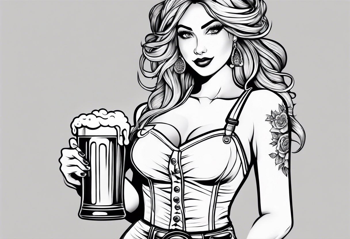 Waitress holding a beer tattoo idea