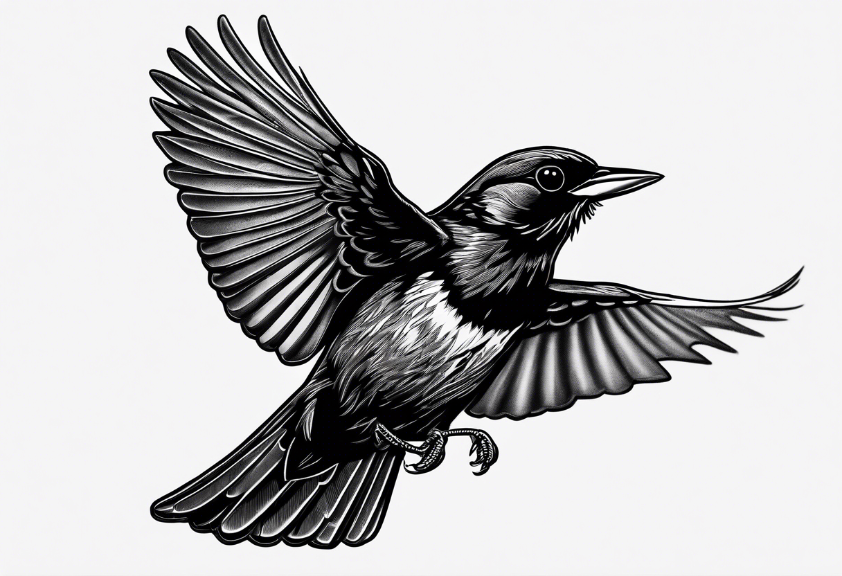 Redwing Blackbird in flight 
for Back tattoo idea