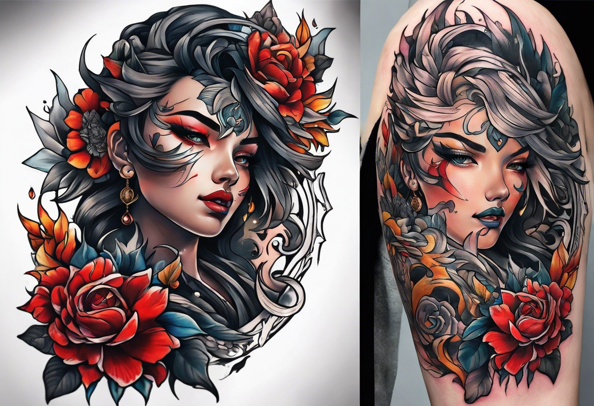 I want to create two arm tattoos incorporating overcoming fears, and fighting inner battles with myself, finding self-respect, self love tattoo idea