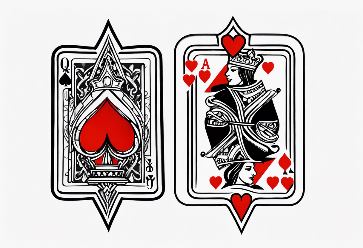 3 pieces of king of spades and 1 queen of hearts tattoo idea