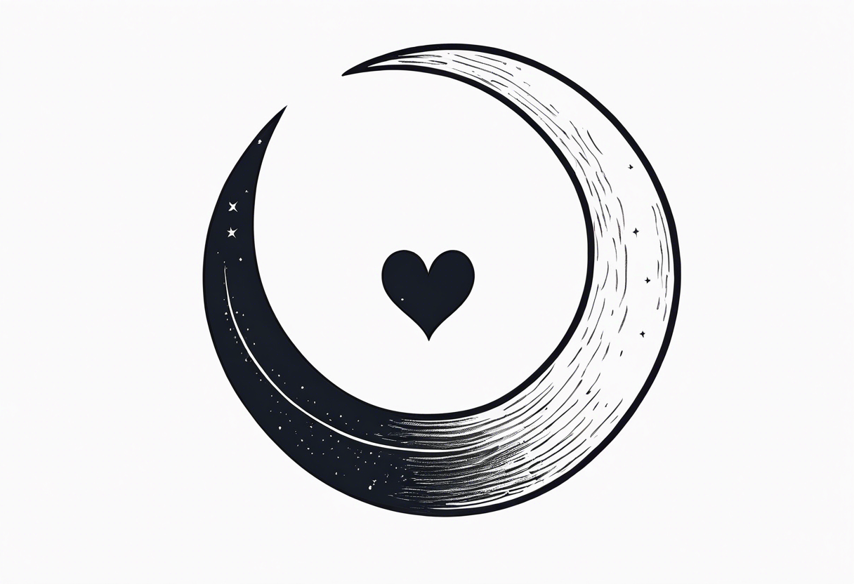 minimalistic Crescent moon with a love heart inside tattoo idea