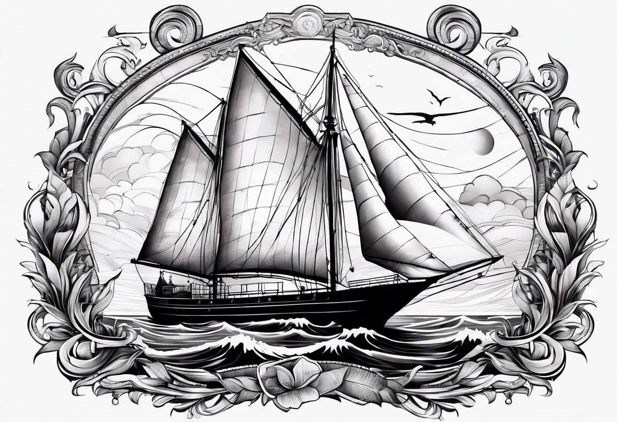 phare maritime dans un bateau entouré de voiles. tattoo idea