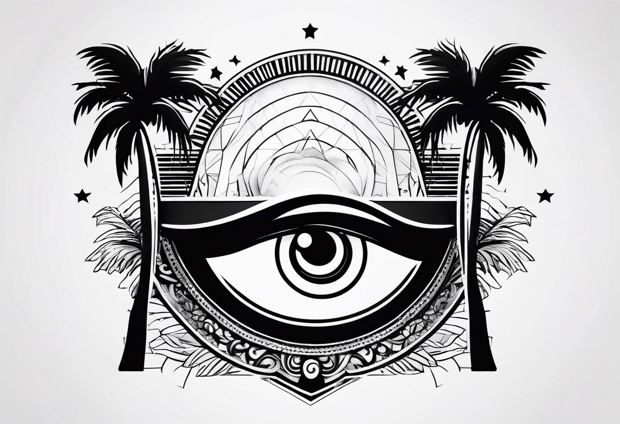 Smiley palm trees eyes tattoo idea