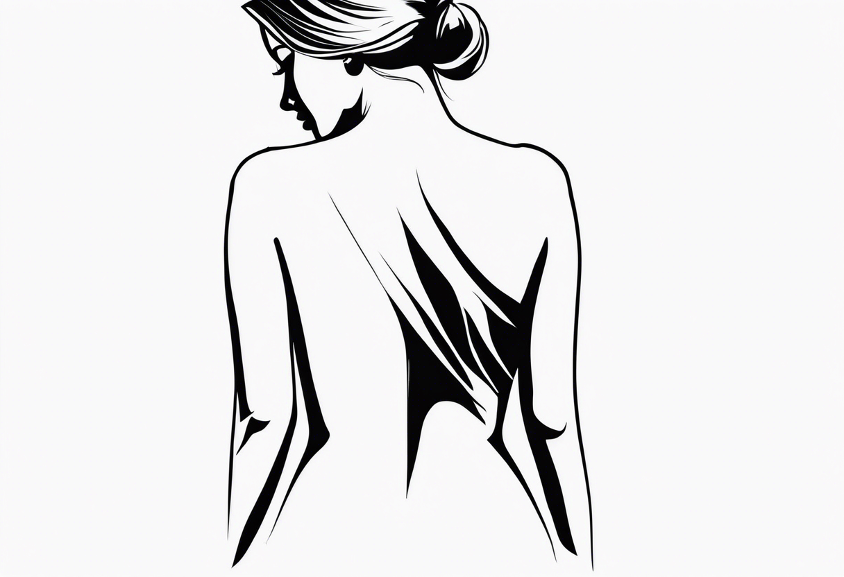 Back of a Woman with shadows tattoo idea