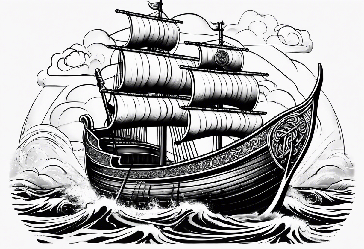 Viking ship tattoo idea