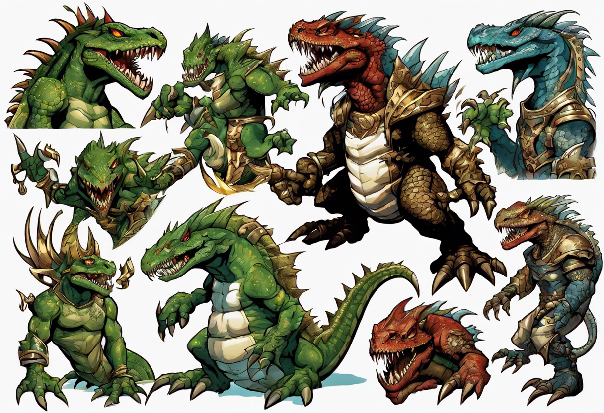 full heroes of might and magic 3 lizardman, happy and nice looking tattoo idea