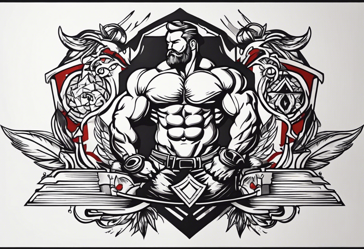 Simple design with elements linked to bodybuilding  travel and freedom , no people tattoo idea