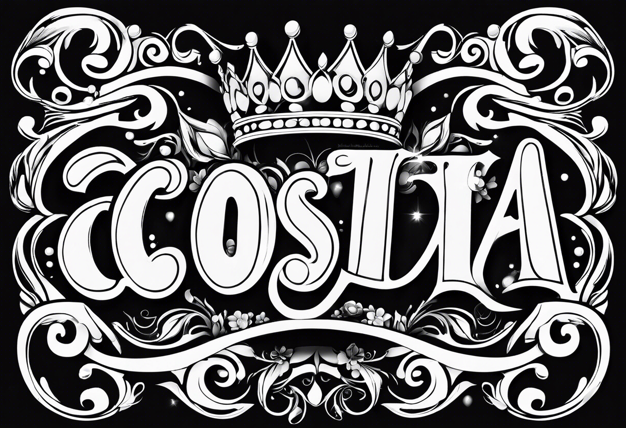 Costa in big bubble letters with a crown on top them tattoo idea