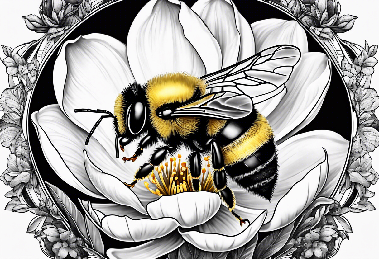 Bumblebee and magnolia tattoo idea