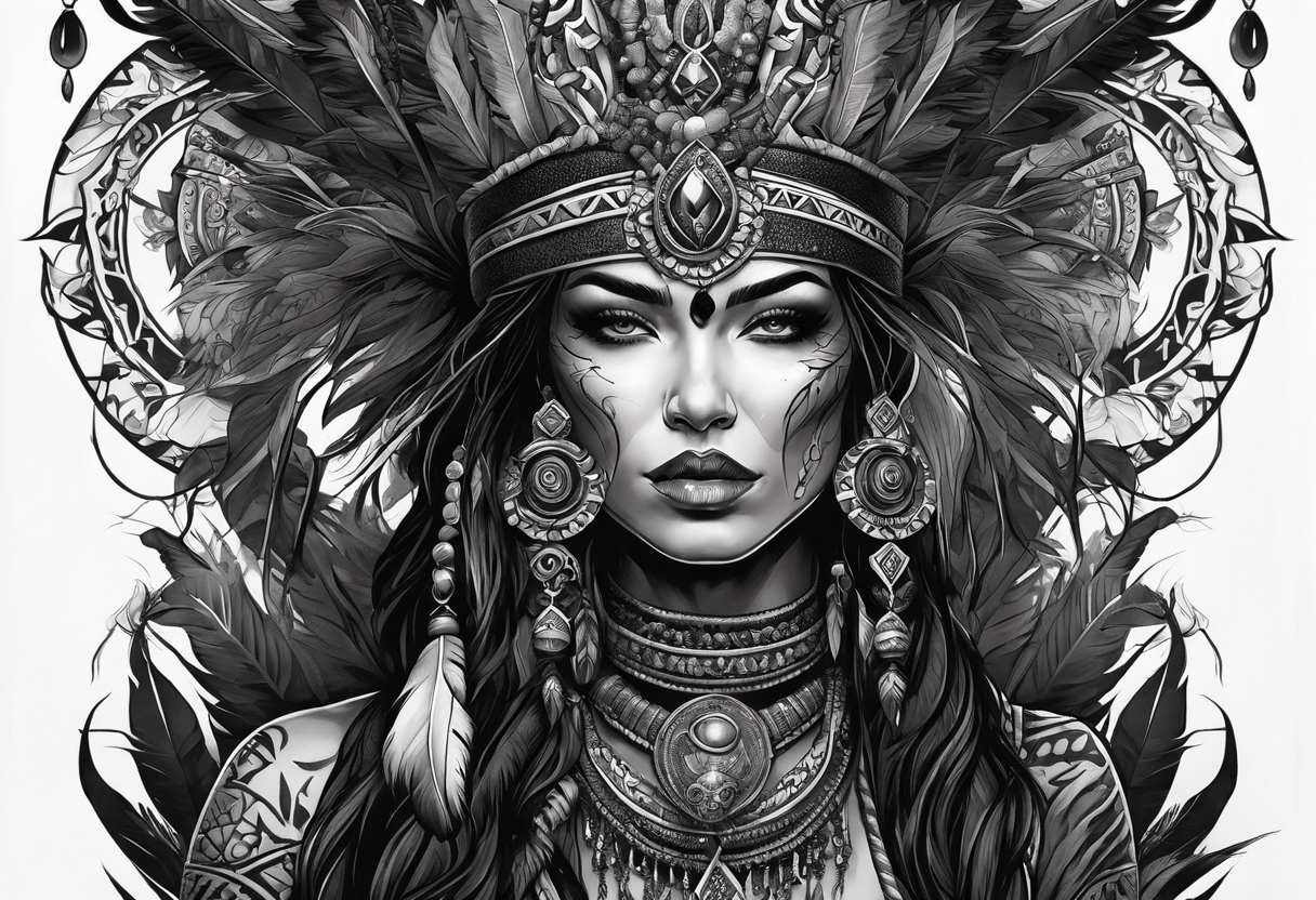 dark fantasy style shaman, witch doctor, finely detailed, full body tattoo idea