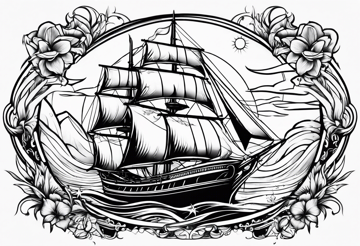 sailing into paradise tattoo idea