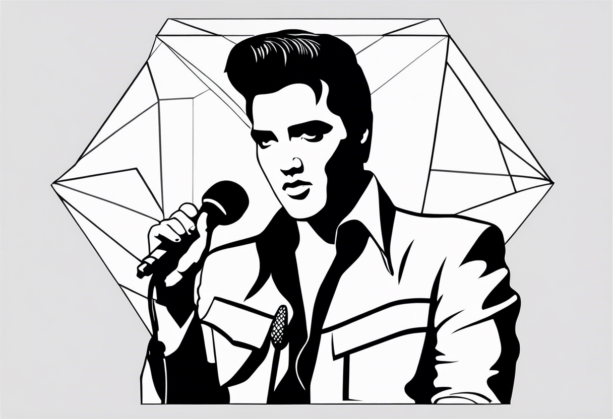 Elvis las Vegas with a microphone in a box which has the form of a diamond tattoo idea