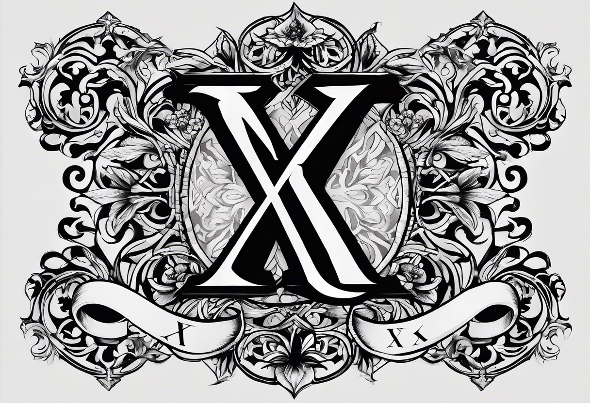 I need to design a tattoo that highlights and incorporates the letters X and I. The font should lean towards a dark or gothic style. tattoo idea