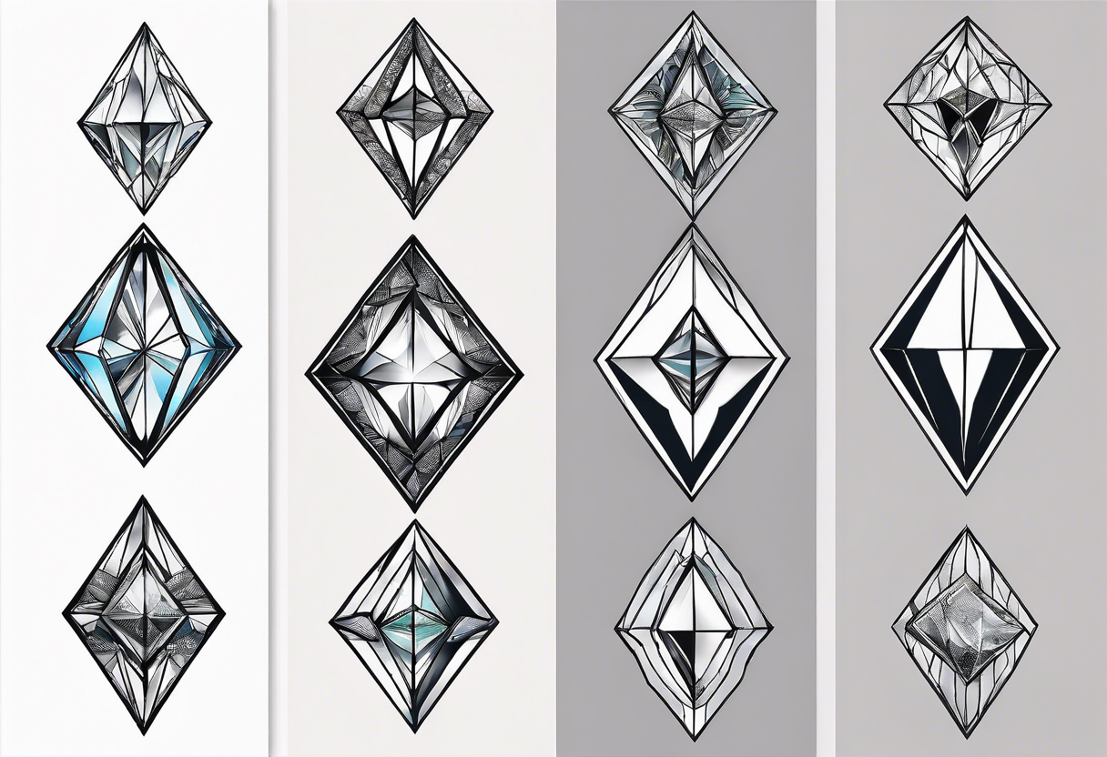 simple line tattoo of elongated diamond split down the middle vertically into 2 mirror image shapes tattoo idea