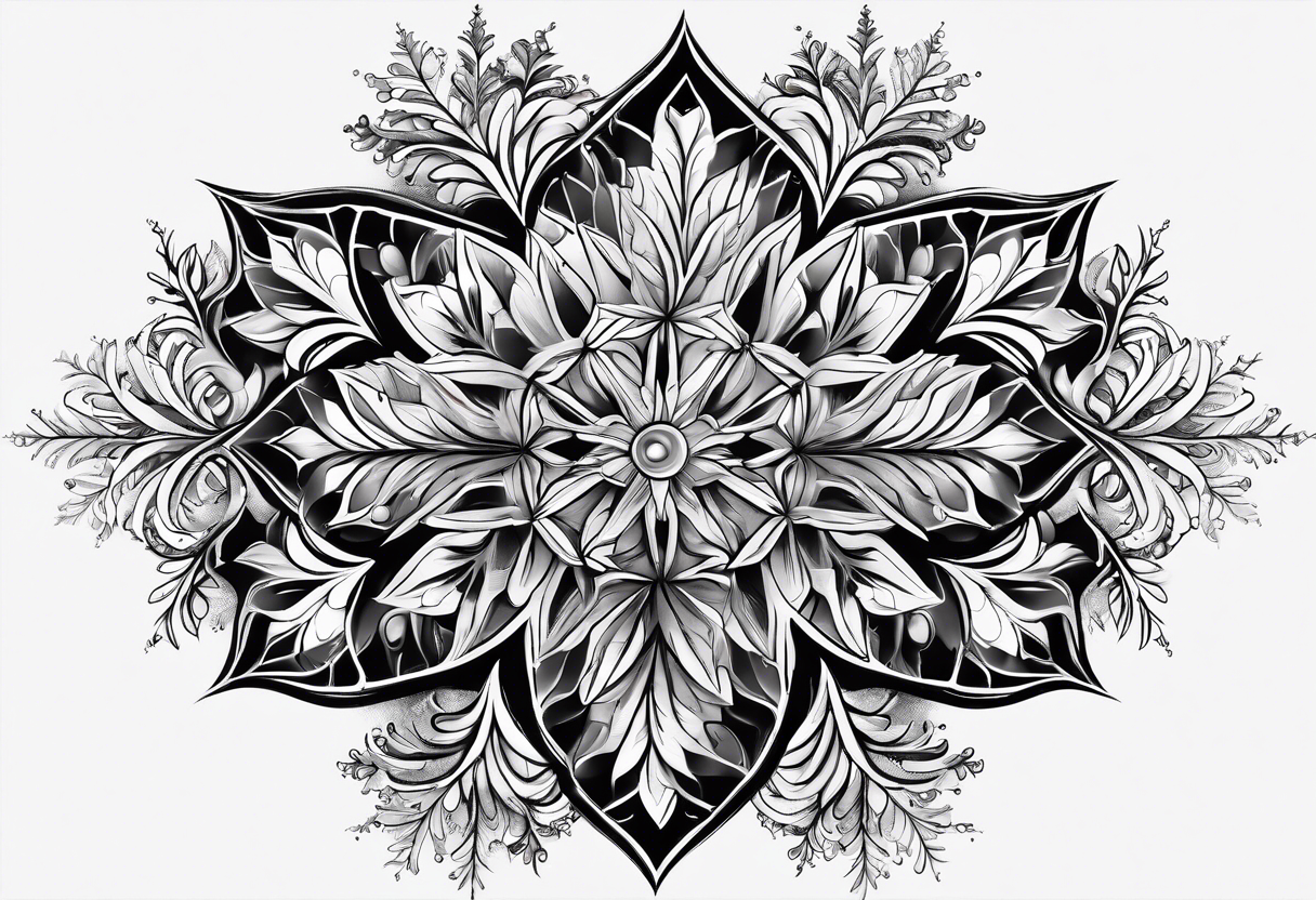 Branched crystaline fractal snowflake not flower tattoo idea