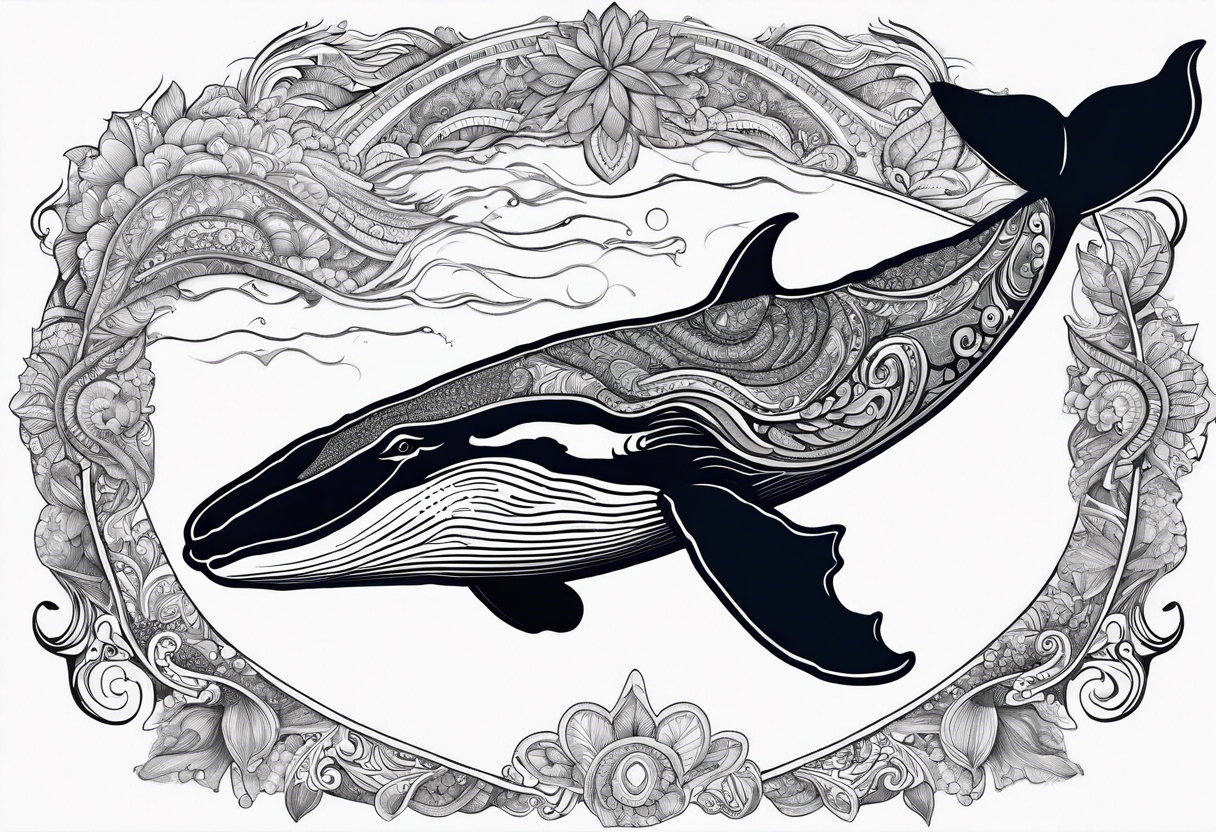 Shoulder Breaching North Pacific humpback whale paisley tattoo idea