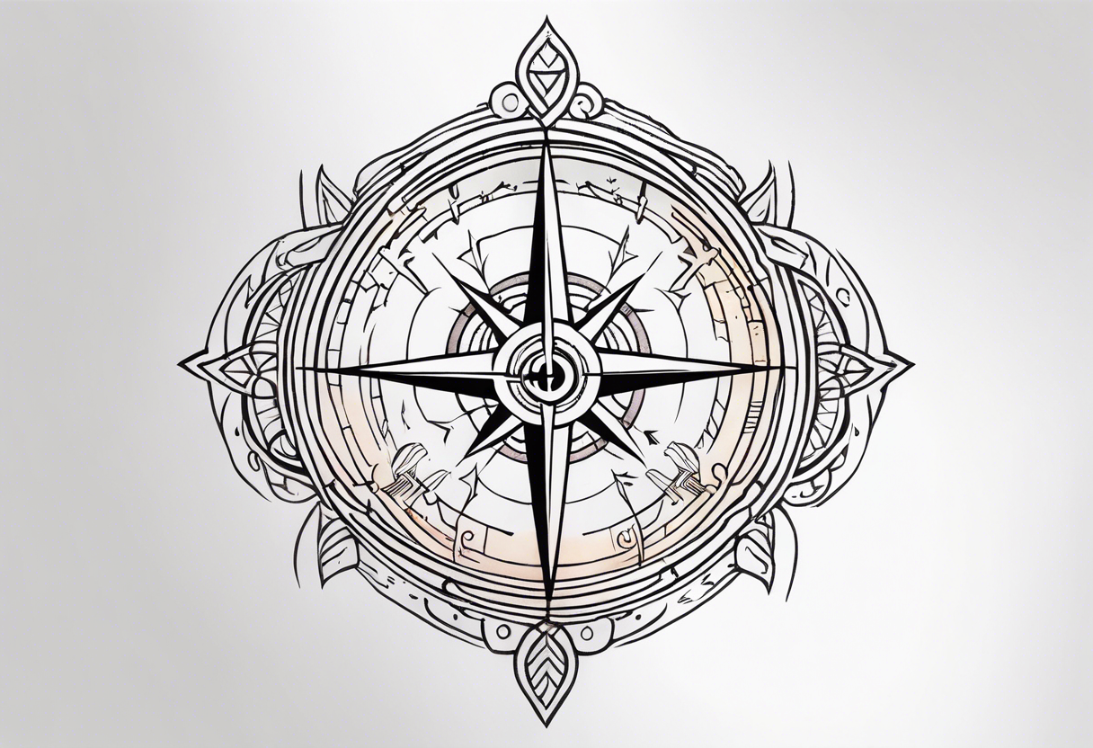 the viking compass with heart of hunger tattoo idea