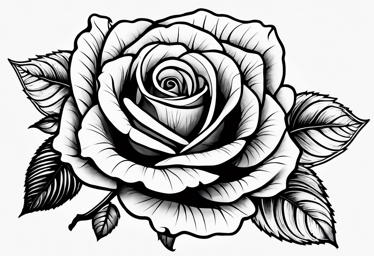 Composition of a rose with a map of the world tattoo idea