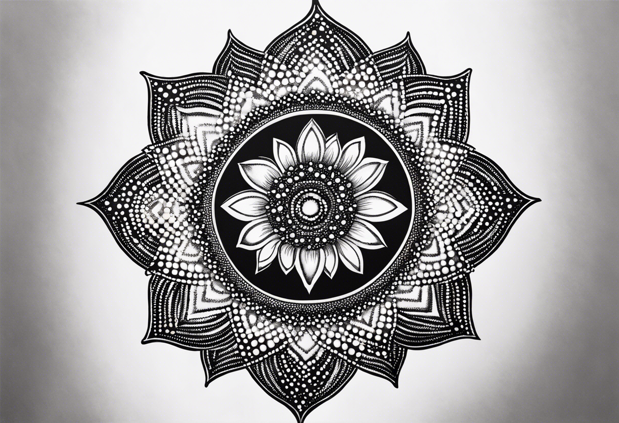 A feminin minimalist mandala with simple dit chain tattoo idea