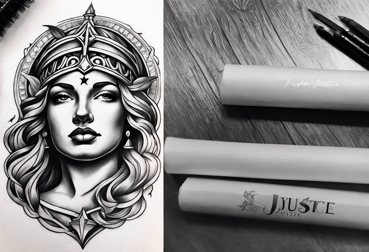 Lady justice forearm tattoo tattoo idea