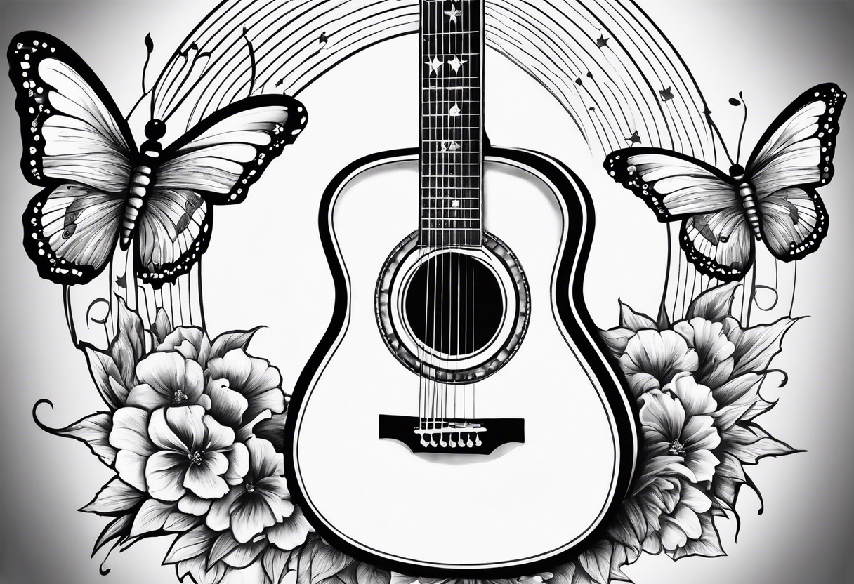 Guitar, butterfly, rainbow, master chief tattoo idea