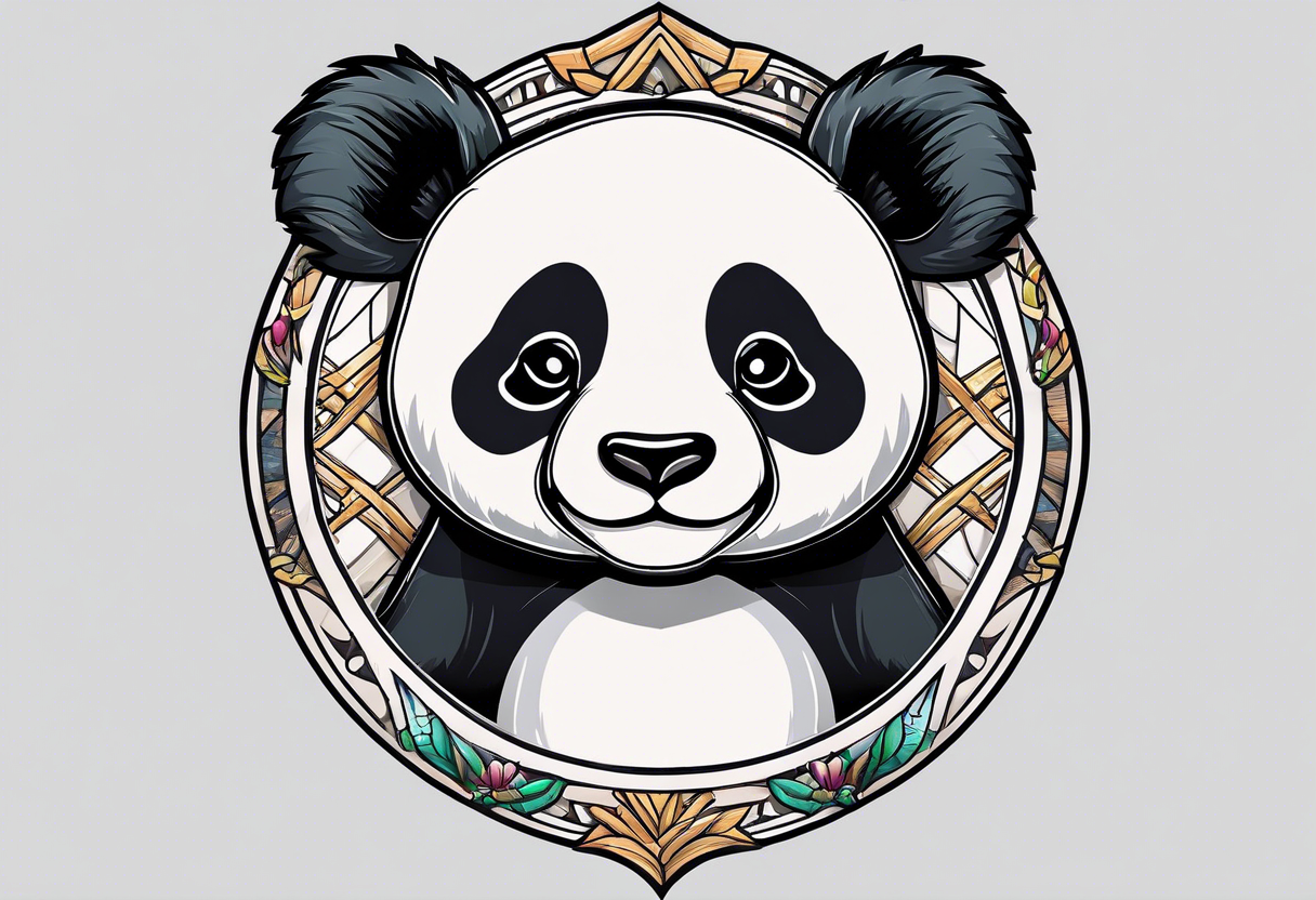 Cute panda only face with bamboo tattoo idea