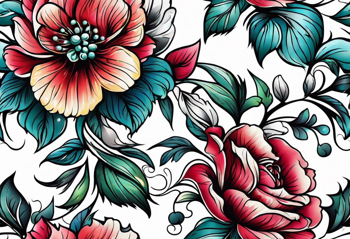 floral prints seamless tattoo idea